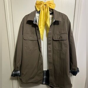 Vintage L.L. Bean Men's Khaki Shirt Jacket with Plaid lining / accents, Large